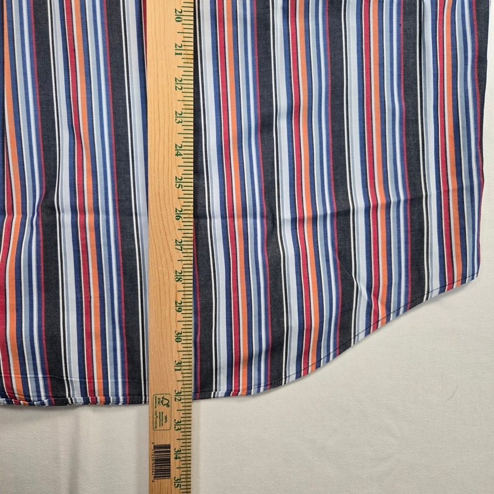 Y2K Chaps Easy Care Men's L Blutton Down Shirt Striped Long Sleeve Casual Preppy - Picture 7 of 7